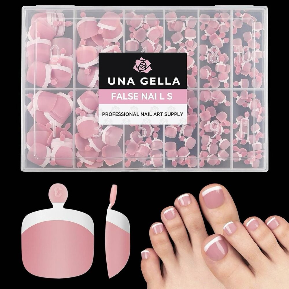 French Toe Nail Press Ons 312pcs Peach Pink Full Cover Toe Nail Tips Press On Na - Picture 1 of 8